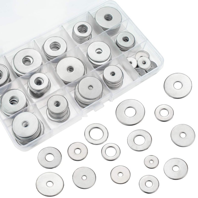 Sutemribor 304 Stainless Steel Large Fender Washer Assortment Kit 200 Pieces  15 Sizes - M3 M4 M5 M6 M8 M10 M12 - Image 2